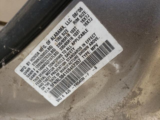Photo 10 from auction – 2006 HONDA ODYSSEY EX with VIN 5FNRL38416B462357