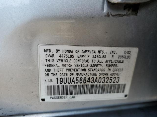 Photo 10 from auction – 2003 ACURA 3.2TL with VIN 19UUA56643A032523