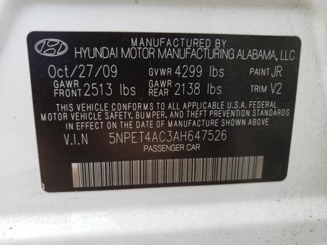 Photo 10 from auction – 2010 HYUNDAI SONATA GLS with VIN 5NPET4AC3AH647526