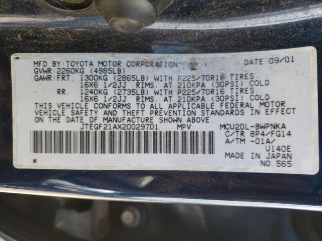 Photo 10 from auction – 2002 TOYOTA HIGHLANDER with VIN JTEGF21AX20029701