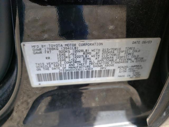 Photo 10 from auction – 2003 TOYOTA RAV4 with VIN JTEGH20V330114363