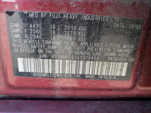 Photo 10 from auction – 2010 SUBARU LEGACY 2.5 with VIN 4S3BMBC60A3220456