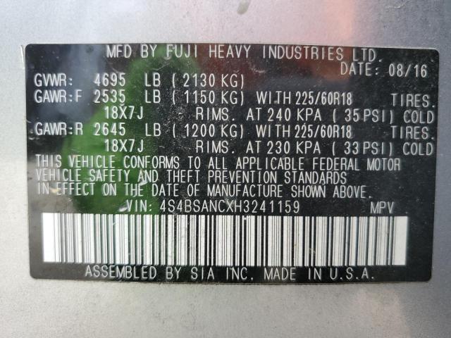Photo 10 from auction – 2017 SUBARU OUTBACK 2. with VIN 4S4BSANCXH3241159