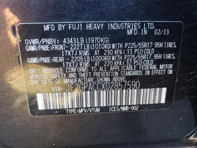 Photo 10 from auction – 2013 SUBARU XV CROSSTR with VIN JF2GPACCXD2857590