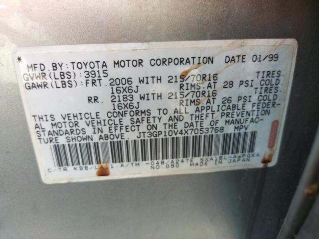 Photo 10 from auction – 1999 TOYOTA RAV4 with VIN JT3GP10V4X7053768