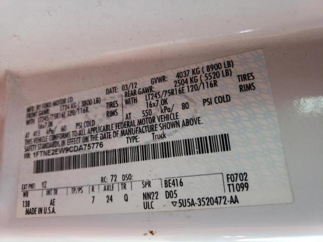 Photo 10 from auction – 2012 FORD ECONOLINE with VIN 1FTNE2EW9CDA75776