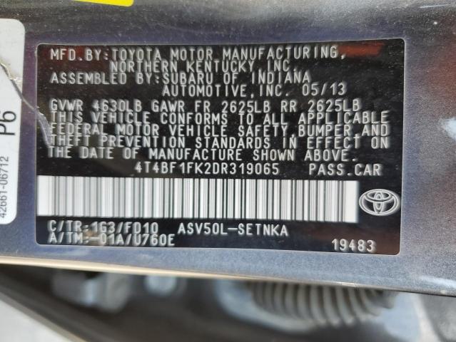 Photo 10 from auction – 2013 TOYOTA CAMRY L with VIN 4T4BF1FK2DR319065