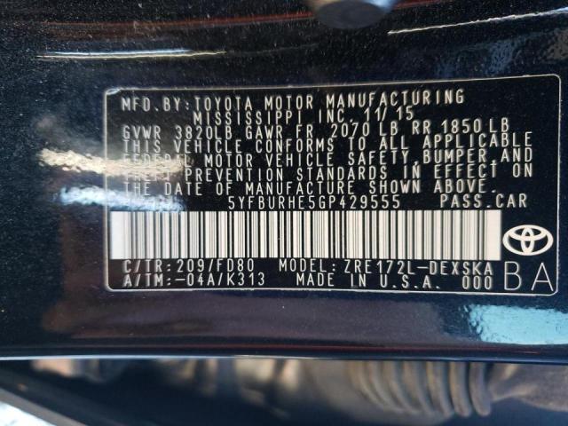 Photo 10 from auction – 2016 TOYOTA COROLLA L with VIN 5YFBURHE5GP429555