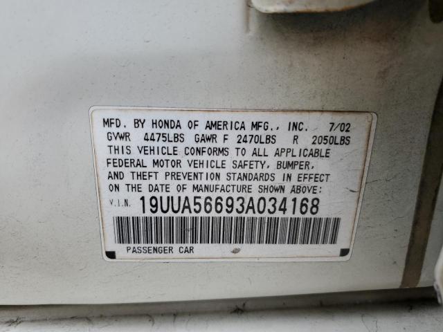 Photo 10 from auction – 2003 ACURA 3.2TL with VIN 19UUA56693A034168