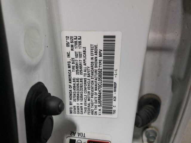 Photo 10 from auction – 2012 HONDA CR-V EXL with VIN 5J6RM4H70CL058062