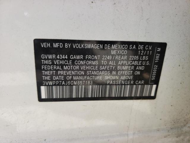 Photo 10 from auction – 2012 VOLKSWAGEN JETTA S with VIN 3VWPP7AJ6CM657183