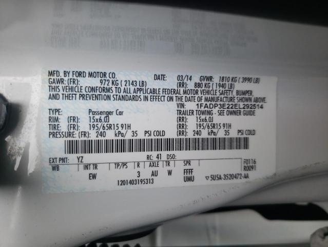 Photo 10 from auction – 2014 FORD FOCUS with VIN 1FADP3E22EL292514
