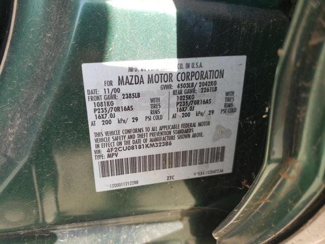 Photo 10 from auction – 2001 MAZDA TRIBUTE LX with VIN 4F2CU08181KM32386