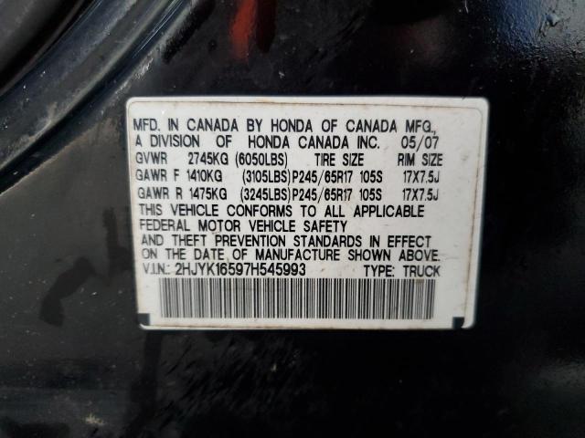 Photo 10 from auction – 2007 HONDA RIDGELINE with VIN 2HJYK16597H545993