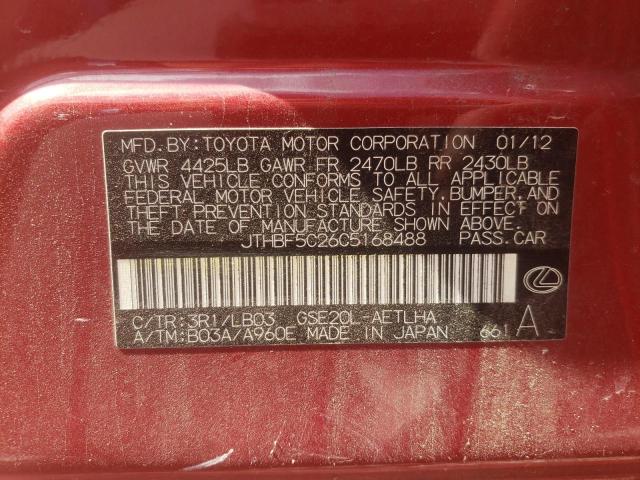 Photo 10 from auction – 2012 LEXUS IS 250 with VIN JTHBF5C26C5168488