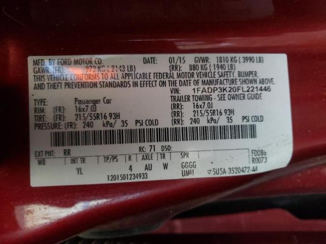 Photo 10 from auction – 2015 FORD FOCUS SE with VIN 1FADP3K20FL221446