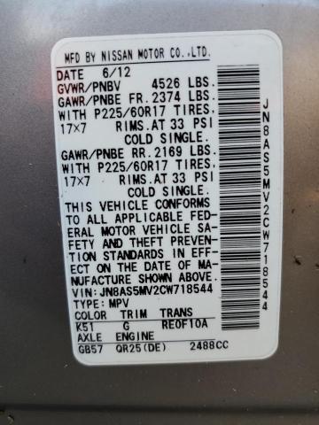 Photo 10 from auction – 2012 NISSAN ROGUE S with VIN JN8AS5MV2CW718544