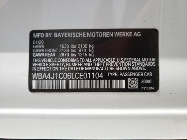 Photo 10 from auction – 2020 BMW 430I GRAN with VIN WBA4J1C06LCE01104