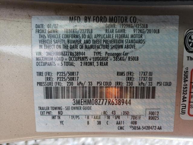 Photo 10 from auction – 2007 MERCURY MILAN PREM with VIN 3MEHM08Z77R638944