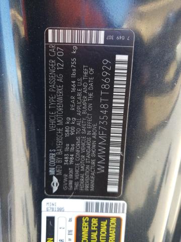 Photo 10 from auction – 2008 MINI COOPER S with VIN WMWMF73548TT86929