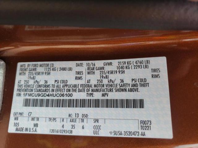 Photo 10 from auction – 2017 FORD ESCAPE SE with VIN 1FMCU9GD4HUC06100