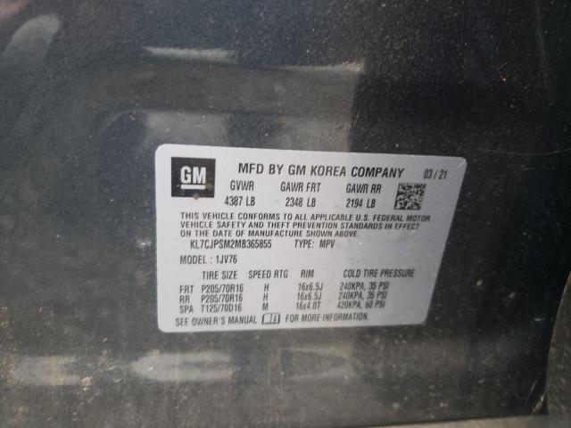 Photo 10 from auction – 2021 CHEVROLET TRAX 1LT with VIN KL7CJPSM2MB365855