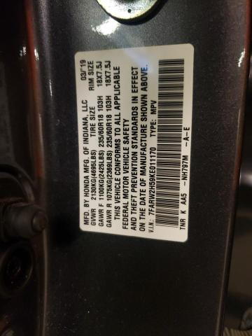 Photo 10 from auction – 2019 HONDA CR-V EX with VIN 7FARW2H59KE011170