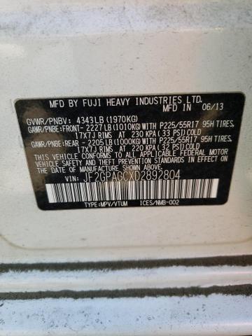 Photo 10 from auction – 2013 SUBARU XV CROSSTR with VIN JF2GPAGCXD2892804