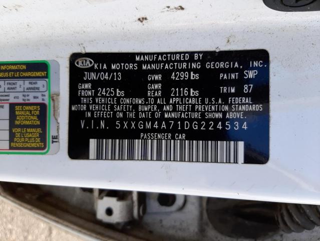 Photo 10 from auction – 2013 KIA OPTIMA with VIN 5XXGM4A71DG224534