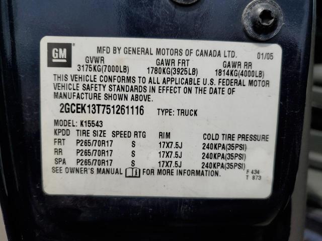 Photo 10 from auction – 2005 CHEVROLET SILVERADO with VIN 2GCEK13T751261116