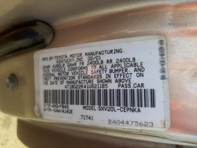 Photo 10 from auction – 2001 TOYOTA CAMRY with VIN 4T1BG22K41U821185
