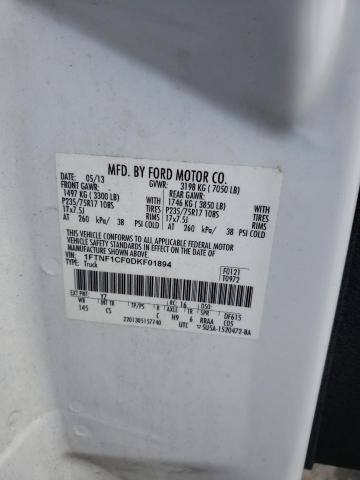 Photo 10 from auction – 2013 FORD F150 with VIN 1FTNF1CF0DKF01894