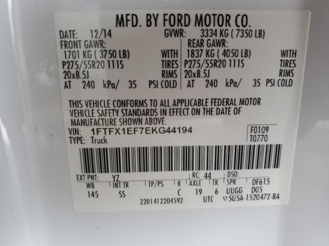 Photo 10 from auction – 2014 FORD F150 SUPER with VIN 1FTFX1EF7EKG44194