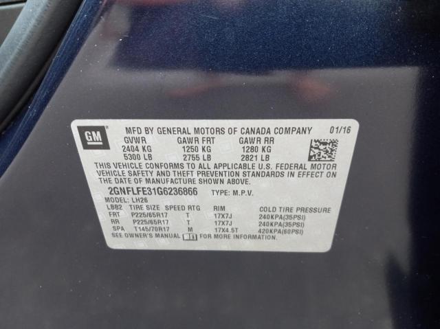 Photo 10 from auction – 2016 CHEVROLET EQUINOX LT with VIN 2GNFLFE31G6236866