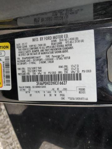 Photo 10 from auction – 2017 FORD FUSION SE with VIN 3FA6P0HD2HR316627