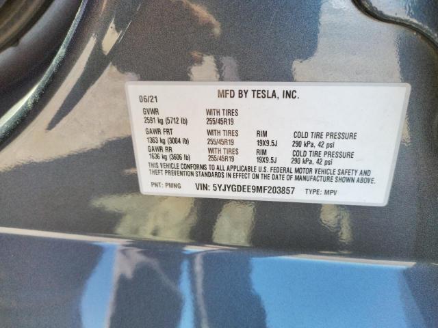 Photo 10 from auction – 2021 TESLA MODEL Y with VIN 5YJYGDEE9MF203857