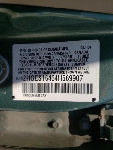 Photo 10 from auction – 2004 HONDA CIVIC DX with VIN 2HGES16464H569907
