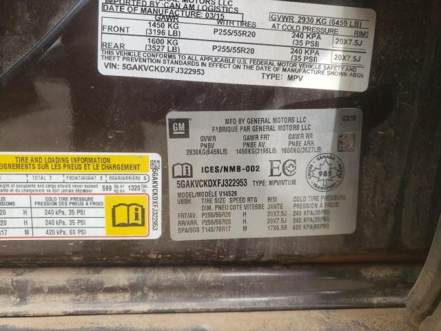 Photo 10 from auction – 2015 BUICK ENCLAVE with VIN 5GAKVCKDXFJ322953