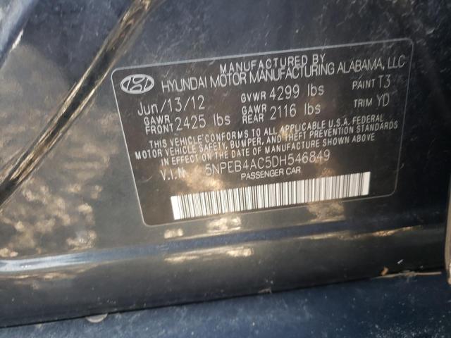 Photo 10 from auction – 2013 HYUNDAI SONATA GLS with VIN 5NPEB4AC5DH546849