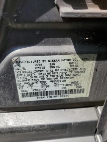 Photo 10 from auction – 2005 NISSAN ALTIMA with VIN 1N4AL11D75C190880