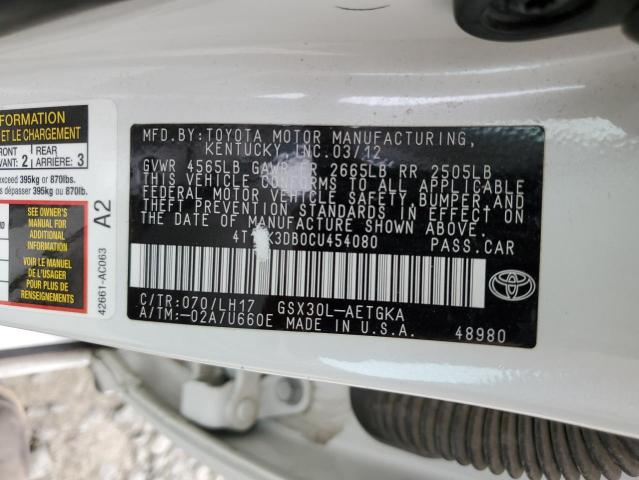 Photo 10 from auction – 2012 TOYOTA AVALON BAS with VIN 4T1BK3DB0CU454080