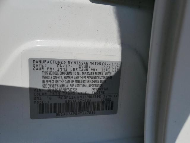Photo 10 from auction – 2017 NISSAN SENTRA S with VIN 3N1AB7AP2HY347238
