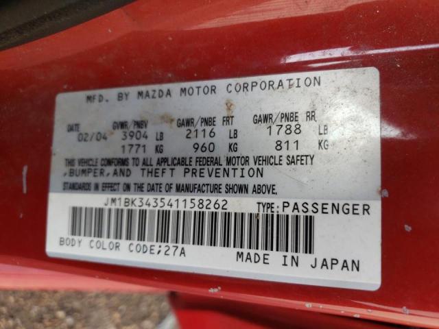 Photo 10 from auction – 2004 MAZDA 3 HATCHBAC with VIN JM1BK343541158262