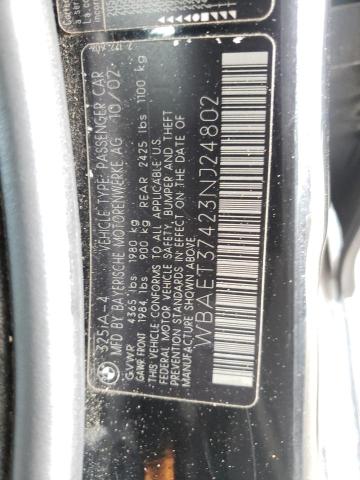 Photo 10 from auction – 2003 BMW 325 I with VIN WBAET37423NJ24802