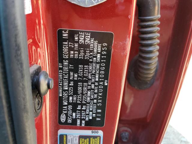 Photo 10 from auction – 2011 KIA SORENTO EX with VIN 5XYKUDA10BG011959