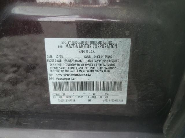 Photo 10 from auction – 2009 MAZDA 6 I with VIN 1YVHP81H695M46343