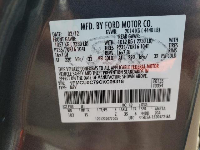 Photo 10 from auction – 2012 FORD ESCAPE XLS with VIN 1FMCU0C79CKC06318