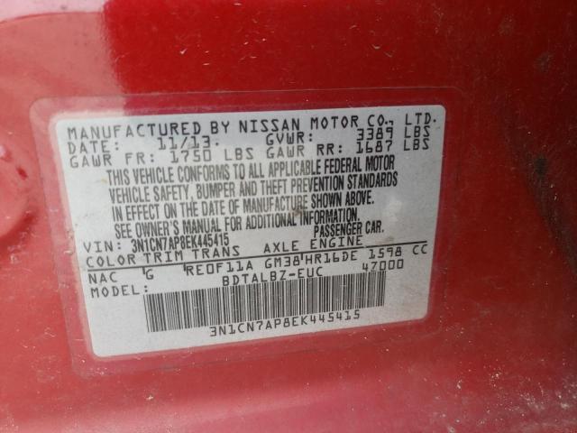 Photo 10 from auction – 2014 NISSAN VERSA S with VIN 3N1CN7AP8EK445415