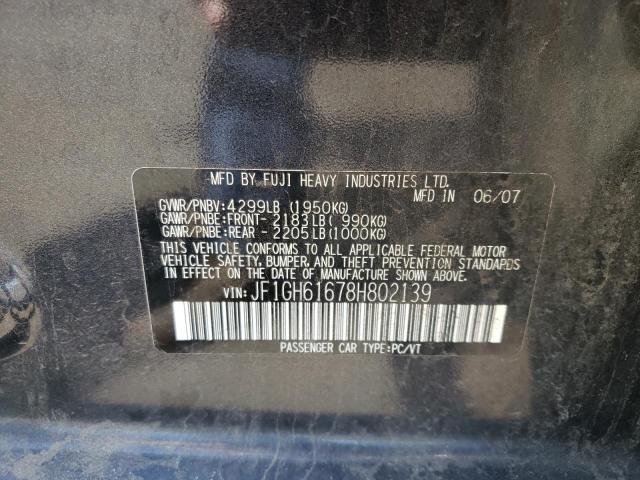 Photo 10 from auction – 2008 SUBARU IMPREZA 2. with VIN JF1GH61678H802139