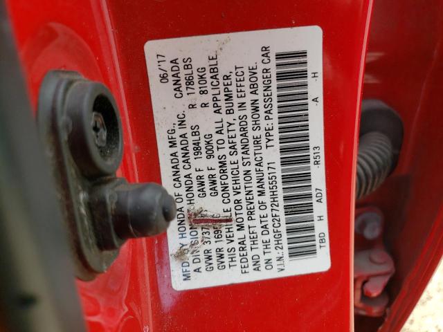 Photo 10 from auction – 2017 HONDA CIVIC EX with VIN 2HGFC2F72HH555171